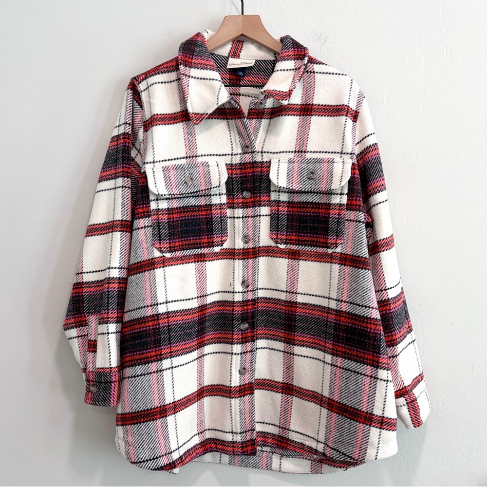 Universal Thread Plaid Button Down Shacket Jacket - Picture 3 of 14